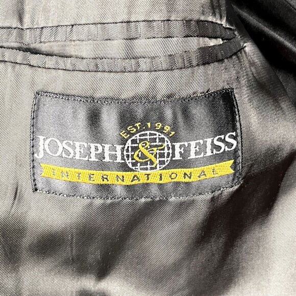 Joseph Feiss International 100% Pure New Wool Three Button Black Sports Coat Siz - Picture 3 of 8